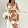 Lencería Sexy Blanca con Encaje y Liguero –  Tallas M y L
