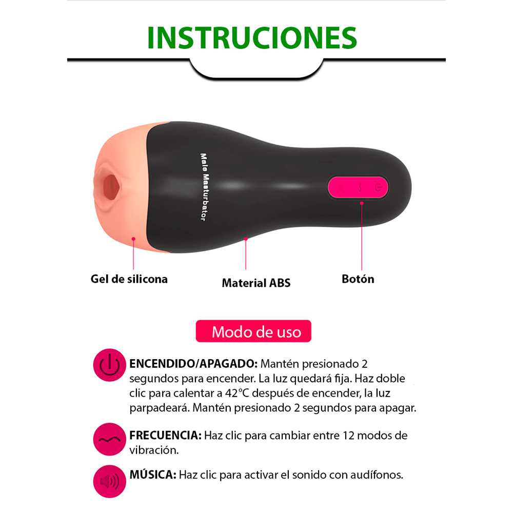 Masturbador Masculino Multisensorial – Vibración, Calor y Sonido Envolvente