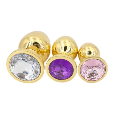 Plug Anal Metálico Dorado con Joya Acrílica Talla S
