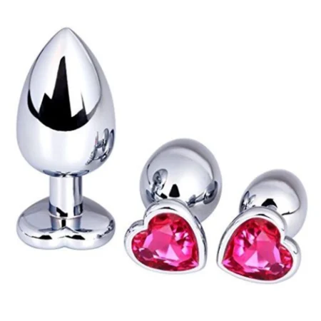 Plug Anal Metálico Plateado con Joya En Forma de Corazón Talla M