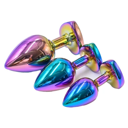 Plug Anal Metálico Multicolor Arcoíris Talla S y M